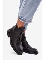 Kožené vyhřívané dámské kotníkové boty D&A MK52-026 Černé