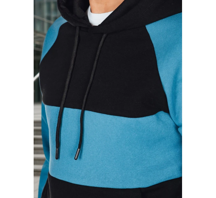 Pánská základní mikina s kapucí s černými a námořnickými pruhy FashionStreet BX5899