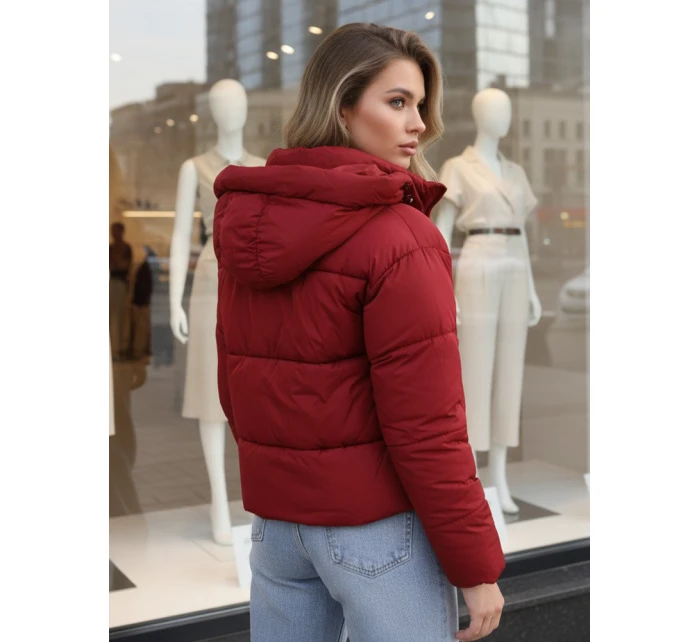 Dámská krátká zimní prošívaná bunda bordó FashionStreet TY5407