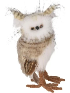 DEKORATIVNÍ STOJÍCÍ SOVA PRAVÁ 17CM HNĚDÁ