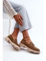 Dámské semišové mokasíny s ozdobou D&A TW117 hnědé Dámské semišové mokasíny s ozdobou D&A TW117 hnědé