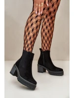 Dámské Botky Zateplené Na Podpatku Eko Semišové Černé Irissinae Dámské Botky Zateplené Na Podpatku Eko Semišové Černé Irissinae