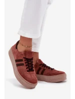 Dámské semišové tenisky na platformě Zazoo N1068S2 Hnědé