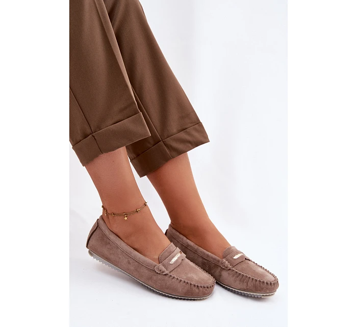 Dámské ploché Mokasíny z přírodního semiše S.Barski LR61-7029 Hnědé