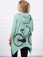 Mikina s potiskem kola tmavě mátová