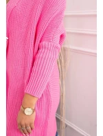 Svetr s netopýřími rukávy světle růžový