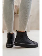 Dámské Zateplené Tenisky Z Eko Kůže Big Star OO274790 Černé Dámské Zateplené Tenisky Z Eko Kůže Big Star OO274790 Černé