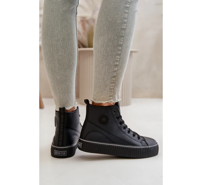 Dámské Zateplené Tenisky Z Eko Kůže Big Star OO274790 Černé Dámské Zateplené Tenisky Z Eko Kůže Big Star OO274790 Černé