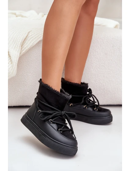 Dámské Sněhule Na Platformě Zateplené Kožíškem Černé Aziara Dámské Sněhule Na Platformě Zateplené Kožíškem Černé Aziara