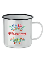 Personalizovaný bílý retro plecháček s folklórním vzorem Personalizovaný bílý retro plecháček s folklórním vzorem
