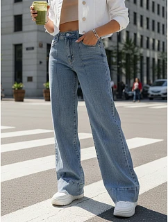 Dámské široké džíny UY2871 modré - FashionStreet