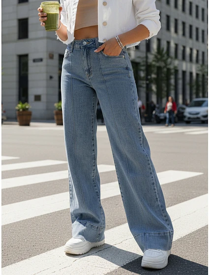 Dámské široké džíny UY2871 modré - FashionStreet Dámské široké džíny UY2871 modré - FashionStreet