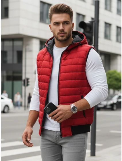 Pánská červená vesta FashionStreet TX4265