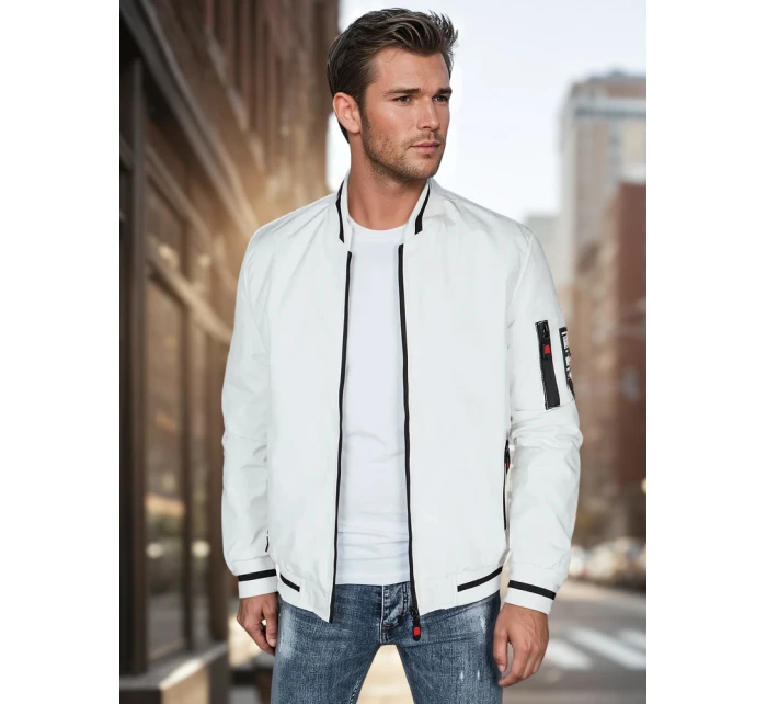 Pánská přechodná bunda bomber bílá FashionStreet TX5025