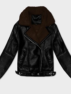 dámská kožená bunda s kožešinovou podšívkou pro přechodné období model 21479139 - J.STYLE