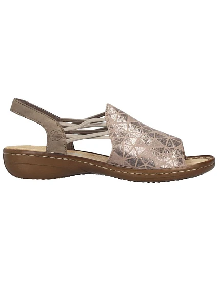 Dámské pohodlné béžové nazouvací sandály model 22116546 - Rieker Dámské pohodlné béžové nazouvací sandály model 22116546 - Rieker
