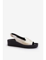 Dámské kožené sandály na tlusté podrážce zlatý potřený Zazoo 2893