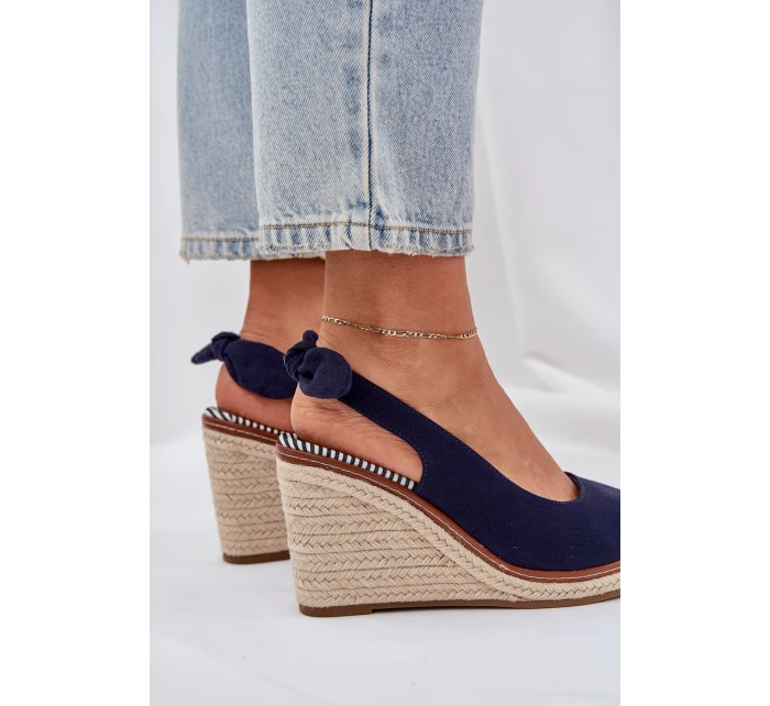 Sandály Na Klínu S Pletením Tmavě Modré model 21684417 - Boto Sandály Na Klínu S Pletením Tmavě Modré model 21684417 - Boto