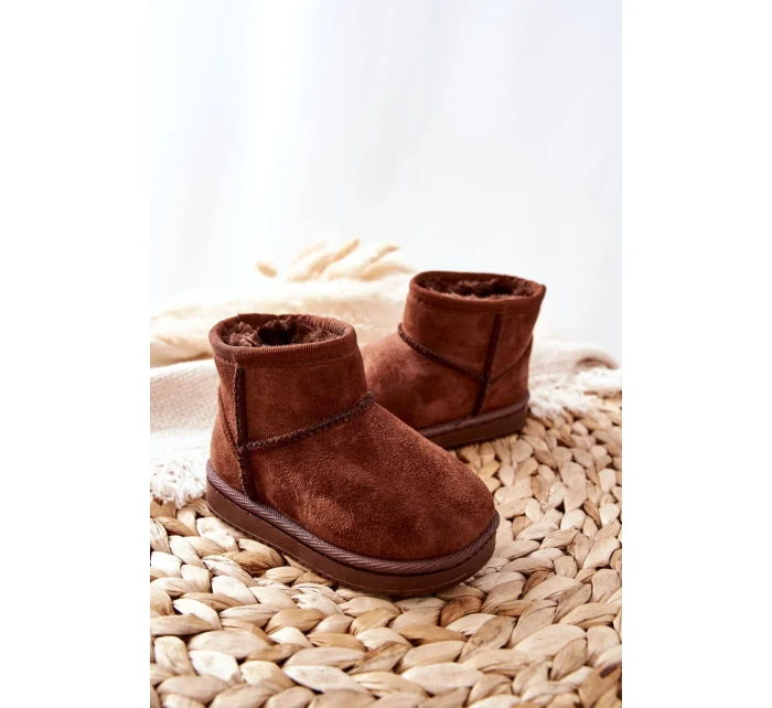 Dětské Teplé Sněhule Semišové Hnědé Gooby