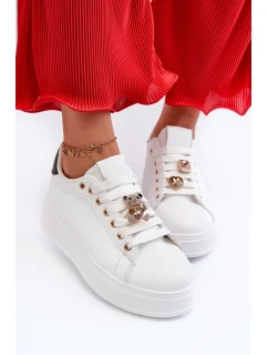 Dámské tenisky na platformě s medvídkem, bílá Moanda