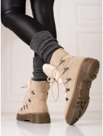 Módní hnědé dámské sněhule bez podpatku Módní hnědé dámské sněhule bez podpatku