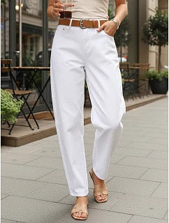 Jeansy damskie z paskiem białe model 22101977 - FashionStreet