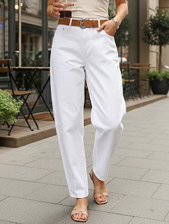 Jeansy damskie z paskiem białe model 22101977 - FashionStreet