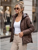 Dámská přechodová bunda s kapucí, hnědá, FashionStreet TY5772 Dámská přechodová bunda s kapucí, hnědá, FashionStreet TY5772
