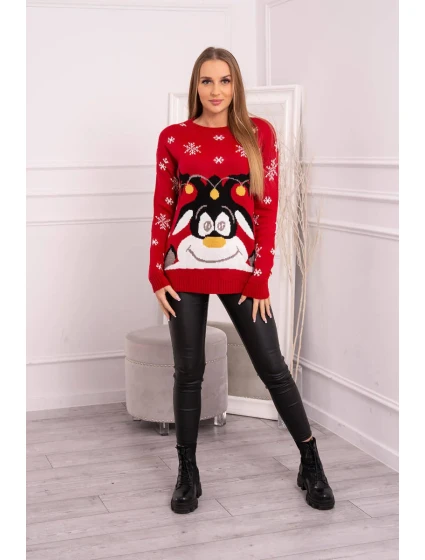 Vánoční svetr se model 18748077 červený - K-Fashion Vánoční svetr se model 18748077 červený - K-Fashion