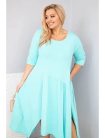 Dámská bavlněná model 21881291 Plus Size s asymetrickým spodním lemem mátová - K-Fashion