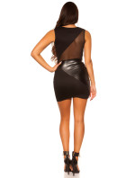 Sexy KouCla mini dress with mesh and leather look