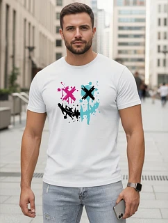 Pánské bavlněné streetwearové bílé tričko FashionStreet NX5100R