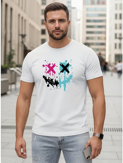 Pánské bavlněné streetwearové bílé tričko FashionStreet NX5100R