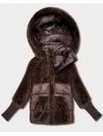 Hnědá dámská zimní bunda s kapucí Goodlookin (LD-5562)