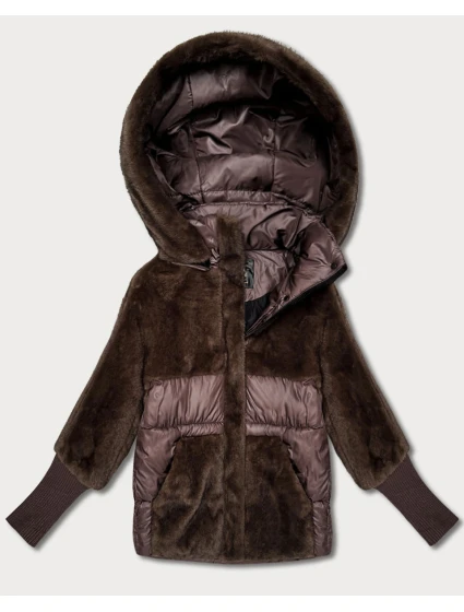 Hnědá dámská zimní bunda s kapucí Goodlookin (LD-5562)