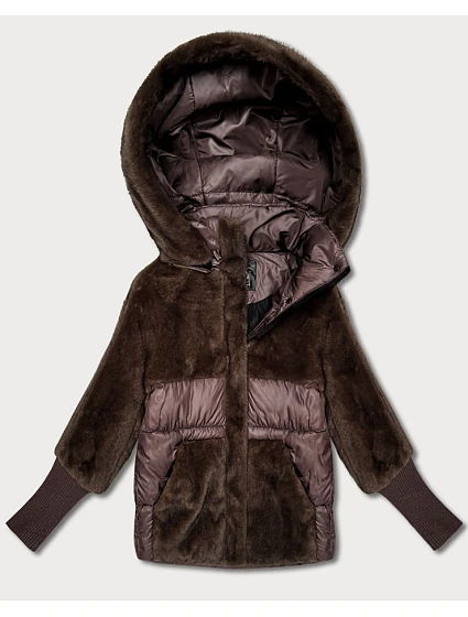 Hnědá dámská zimní bunda s kapucí Goodlookin model 21785363 - Libland Hnědá dámská zimní bunda s kapucí Goodlookin model 21785363 - Libland
