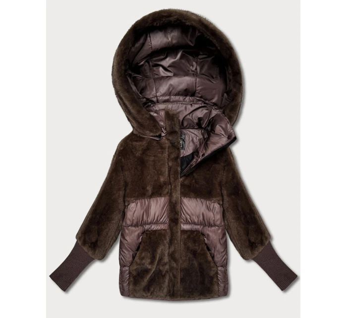 Hnědá dámská zimní bunda s kapucí Goodlookin (LD-5562)