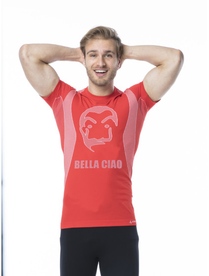 Pánské funkční tričko s krátkým rukávem IRON-IC - Bella Ciao - červená Barva: Červená, Velikost: