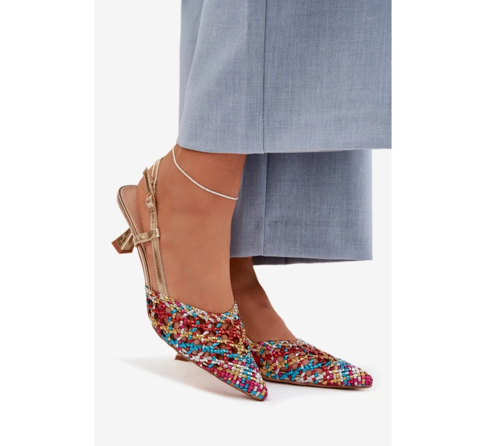 Dámské Plecione Sandály na podpatku vícebarevné Selinae Dámské Plecione Sandály na podpatku vícebarevné Selinae
