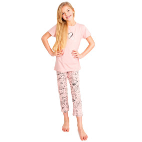 Yoclub Dívčí bavlněné pyžamo PIF-0001G-A110 Růžové