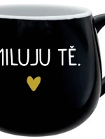 MILUJU TĚ. - černý keramický hrníček 300 ml