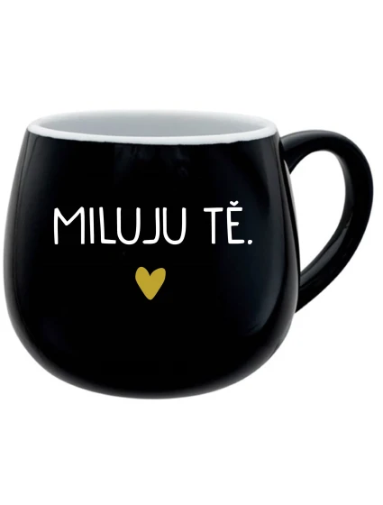 MILUJU TĚ. - černý keramický hrníček 300 ml