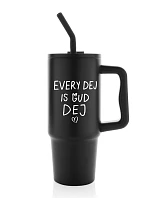 EVERY DEJ IS GUD DEJ - černý cestovní termohrnek 900 ml