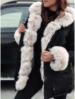 Dámská zimní bunda parka s kožešinou CHARMFUR černá Dstreet TY4771