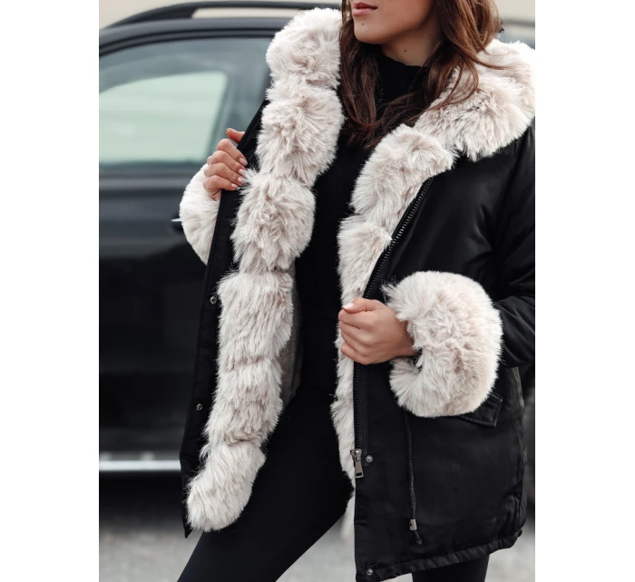 Dámská zimní bunda parka s kožešinou černá Dstreet model 21982612 - FashionStreet