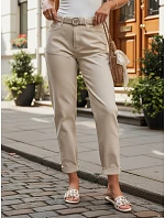 Dámské džíny v střihu „mom fit“ s páskem, béžové, FashionStreet UY3085 Dámské džíny v střihu „mom fit“ s páskem, béžové, FashionStreet UY3085