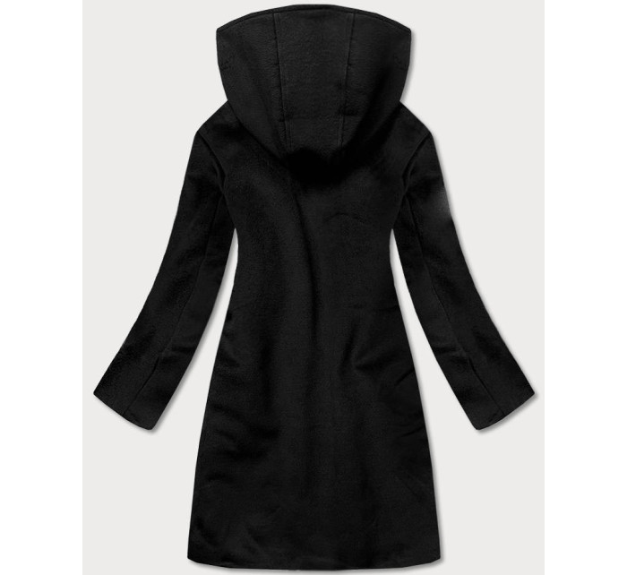 Krátký černý dámský kabát s kapucí model 16292871 - Ann Gissy