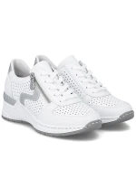 Dámské bílé kožené tenisky na platformě Rieker N4340-80