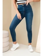 Dámské džíny skinny s vysokým pasem tmavě džínové