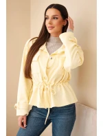 Dámská rozepínací mikina s tkaničkou a kapsami máslová žlutá